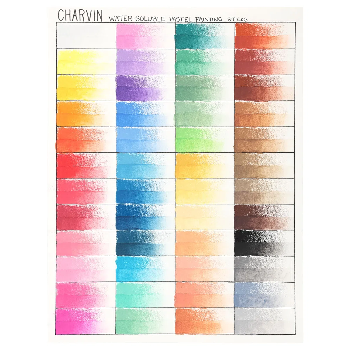 Charvin Artist Colored Chalk Pastels (juego de 48) – Solubles en agua pastel para pintura húmeda y seca