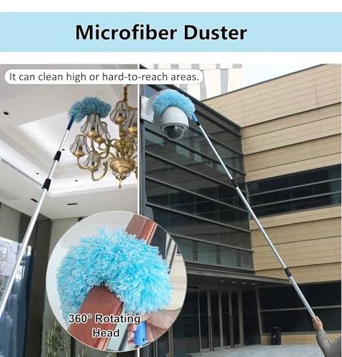 Escobilla de limpieza de cristales de ventana y ducha con mango largo y paño de repuesto para resultados eficaces sin rayas
