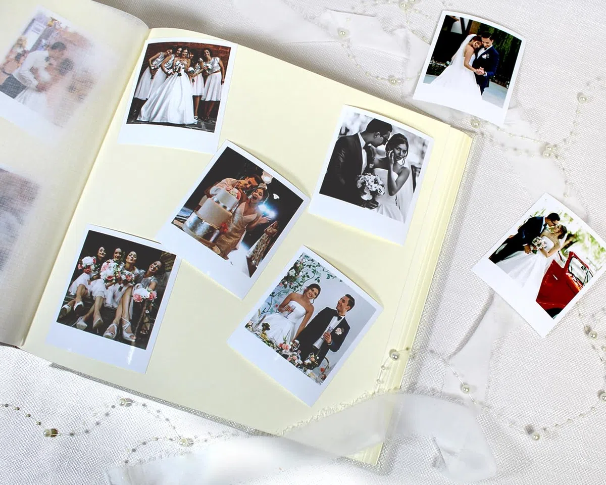 Álbum de fotos de boda personalizado - Cubierta de lino e interior marfil con papel de seda - Álbum para fotos 10x13 - idea de regalo para Aniversario, Cumpleaños, 100 páginas