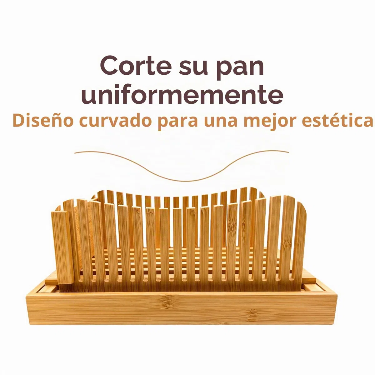 Cortadora de pan plegable de madera de bambú de 35 × 20 cm, grosor compacto y ajustable, con bandeja para migas - Grosor de 3 rebanadas para pan