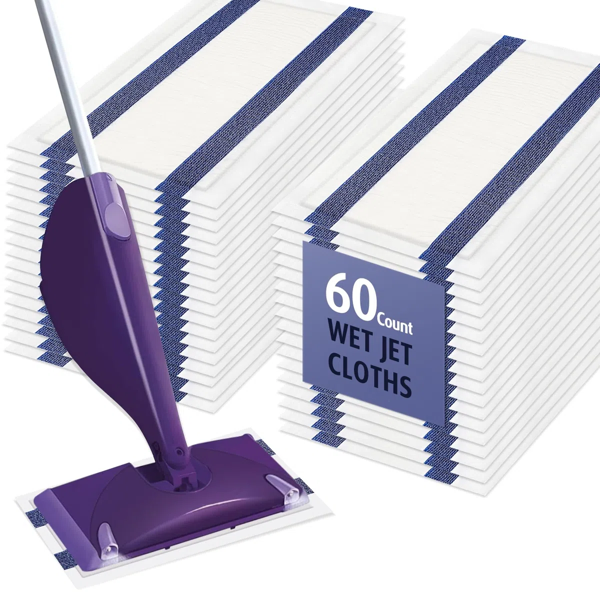 AIR U+ Recambios de almohadillas desechables para mopas Swiffer Wet Jet, grosor y absorbente, 60 unidades