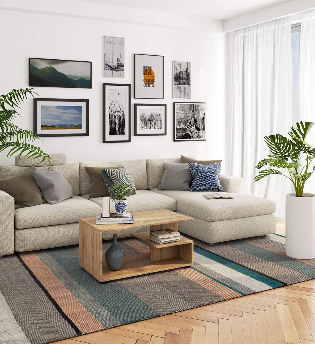 Mesa de café de madera | Mesa de centro moderna | Cómoda para la sala de estar | Decoración del hogar | Mesas de 3 niveles | Tablero laminado de aglomerado de 16 mm | 90 x 45 x 51 cm | Roble Sonoma