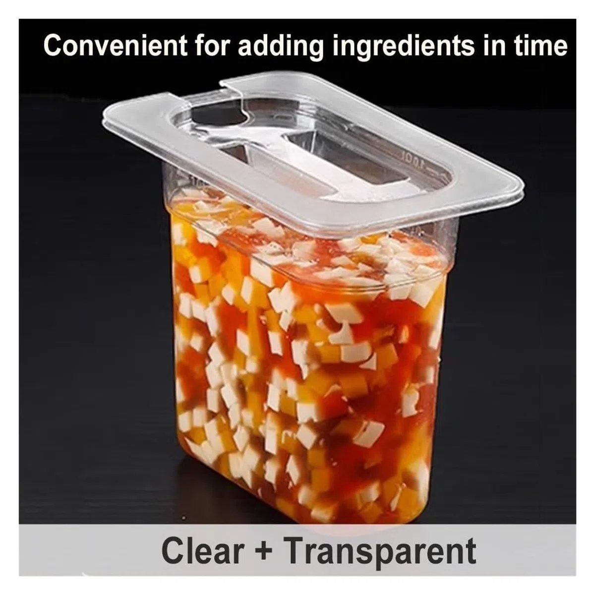 Estadísticas transparentes para pizza, 3 unidades, con tapa de cuchara, 2 filas, para condimentos, plateadas, 63 x 22 x 43 cm