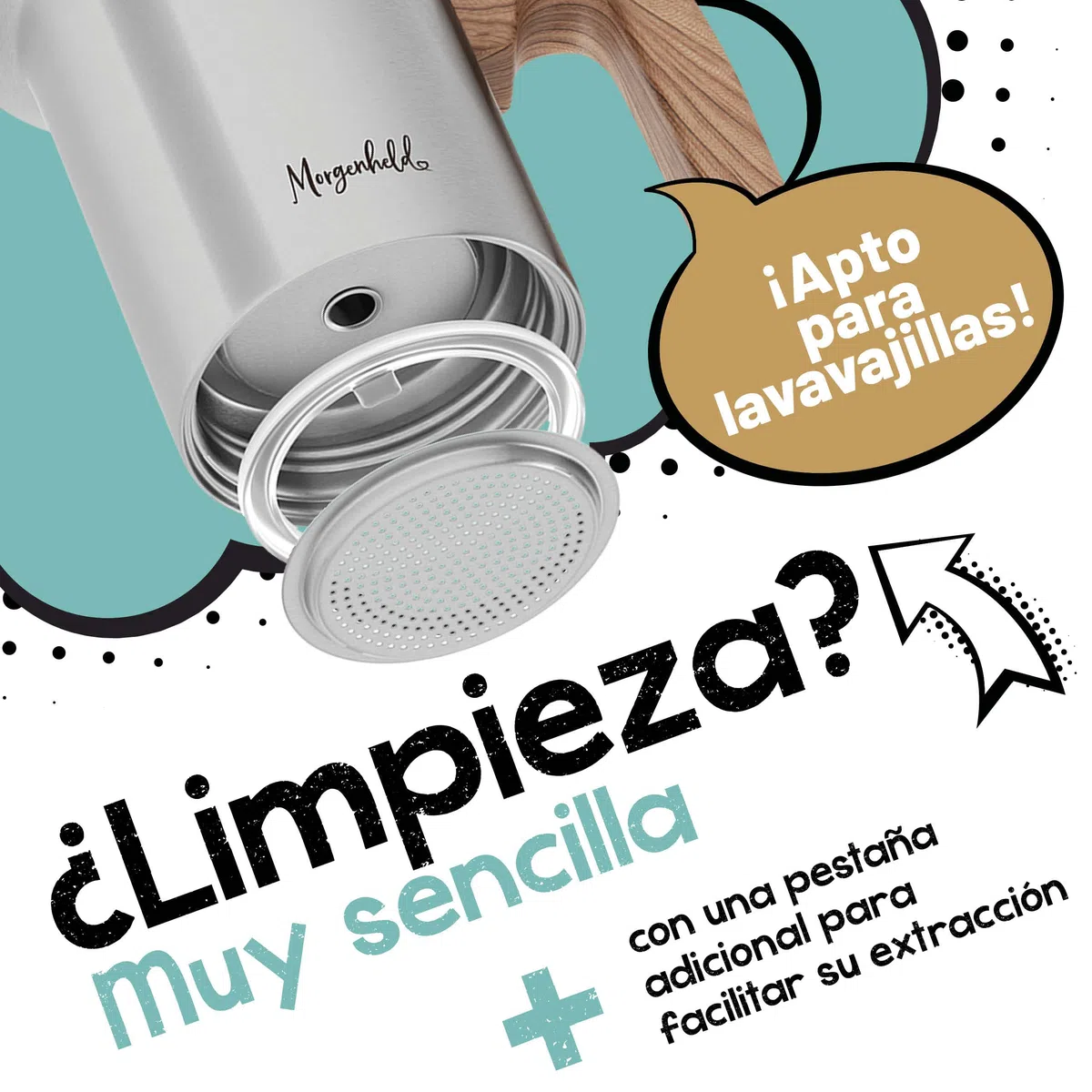 Morgenheld STYLE Cafetera italiana de acero inoxidable 4 tazas (200 ml) – apta para inducción y todo tipo de cocinas – cafetera moka clásica sin aluminio, filtro apto para lavavajillas