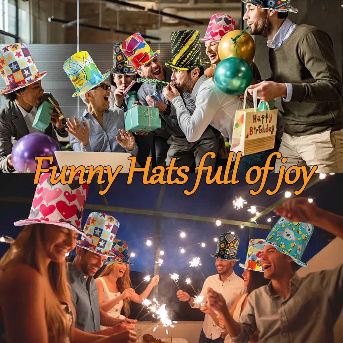12 sombreros divertidos de fiesta con patrones surtidos, sombreros de fiesta de cumpleaños, accesorios para cabina de fotos, sombreros de fiesta locos, accesorios para hombres, mujeres y