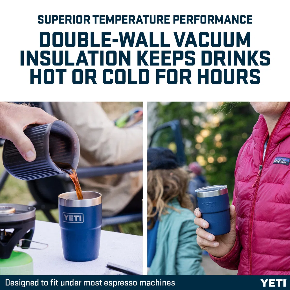 YETI Rambler Stackable Cup with Durasip Ceramic Lining, Vacuum Insulated Stainless Steel Cup with Magslider Lid, Ridgeline, 8 oz (236 ml)
