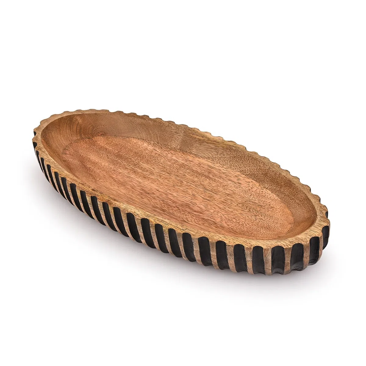 Kimona Tazón decorativo de madera, centro de mesa, decoración de mesa, cuenco largo de madera para centro de mesa (14 x 6 x 2.3 pulgadas)