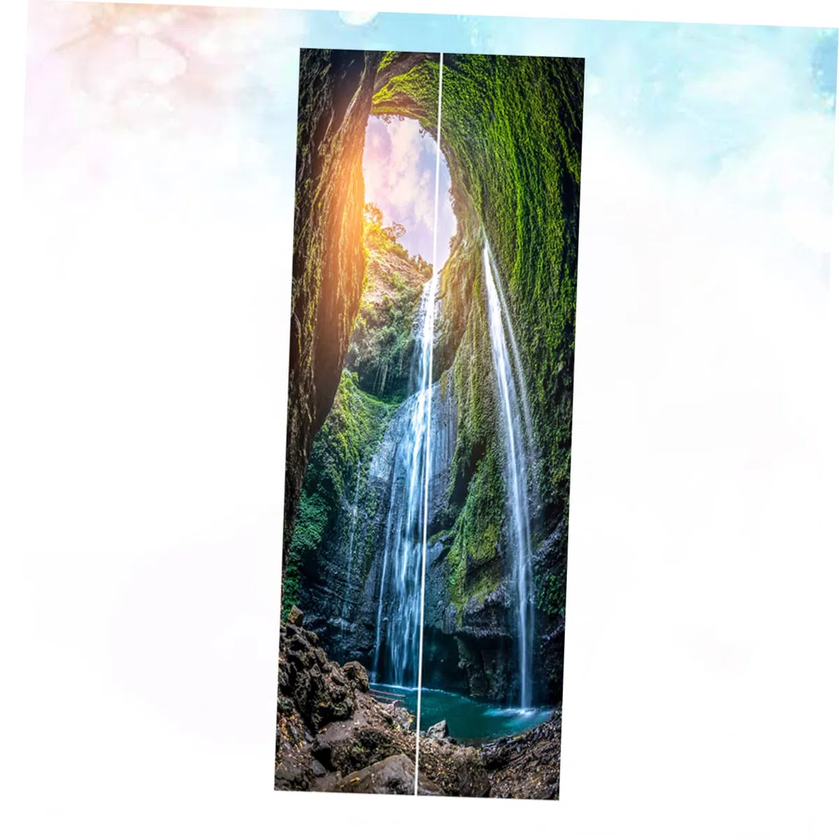 Homoyoyo 2piezas Póster De Pvc Simulación De Puerta Paisaje De Cascada De Vinilo Decorativo Para Sala y Dormitorio Fácil Aplicación y Limpieza y Resistente