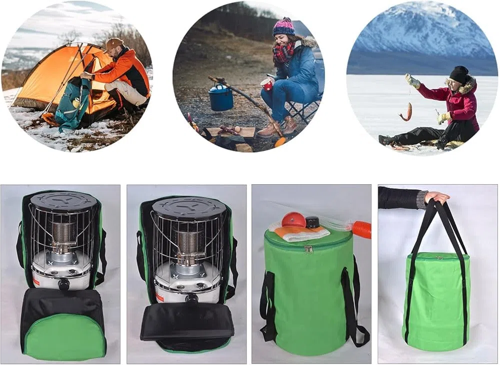 Calentador portátil de queroseno, estufa de campamento para interiores y exteriores, camping, pesca en hielo, calefacción envolvente ajustable con potencia de fuego