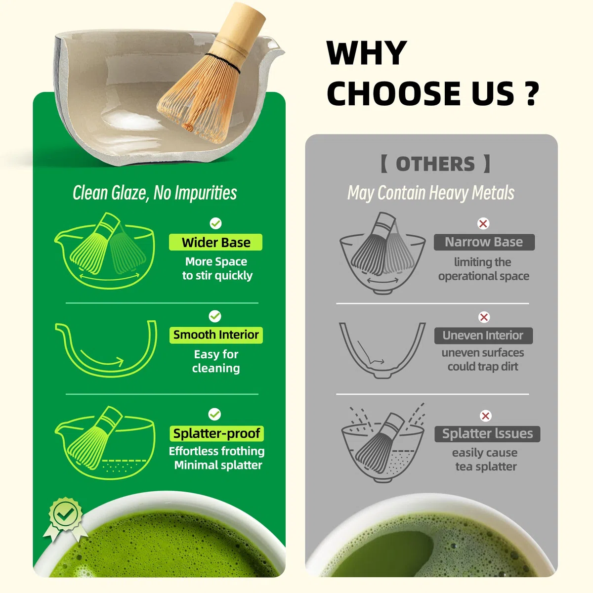 TEANAGOO Japanese Natural Rock Texture Matcha Chawan - Cuenco de cerámica para té matcha (510 ml, K17), color negro y gris