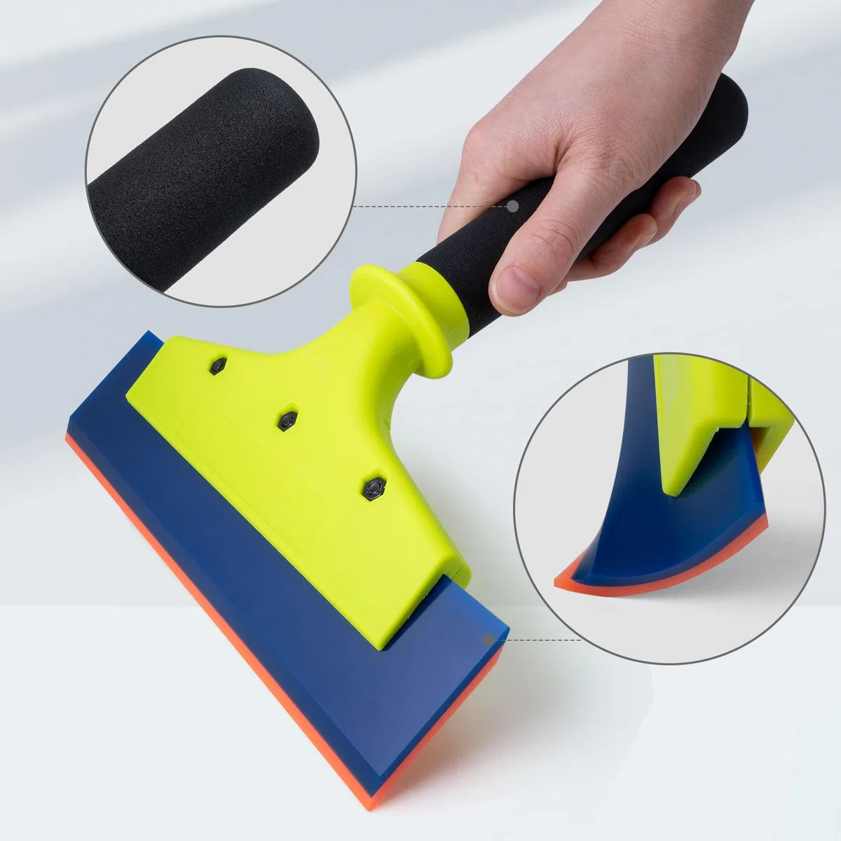 NEWISHTOOL Paquete de 2 escobillas de goma con mango de nailon para eliminación de agua, limpieza de vidrio, instalación PPF y aplicación de película de ventana (hoja de 8 pulgadas con mango largo)