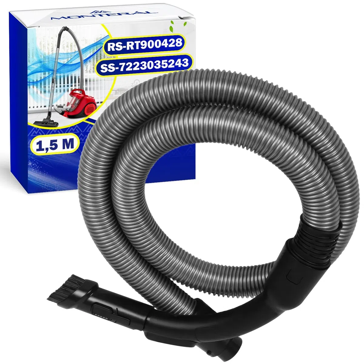 Tubo Flexible Aspiradora 1,5 m con Código Original RS-RT900428 SS-7223035243 para Rowenta - Garantía de 10 Años - MONTERAL
