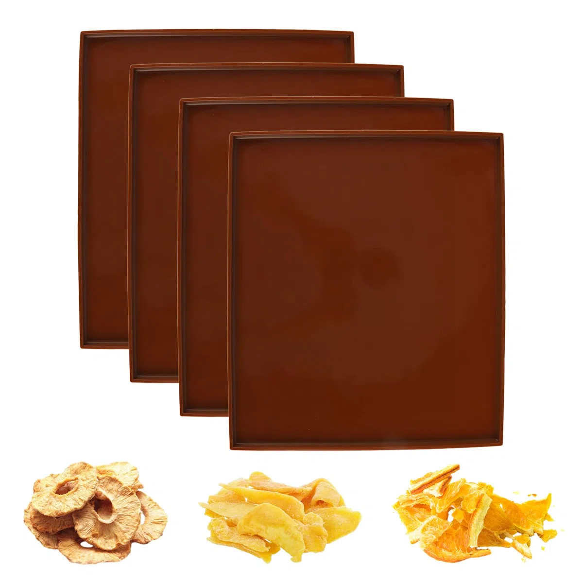 Alfombrillas Deshidratadoras De Silicona Con Borde, 4 Piezas Alfombrillas Deshidratadoras De Frutas Antiadherentes Reutilizables Compatible Con Excalibur 3926TB(coffe)