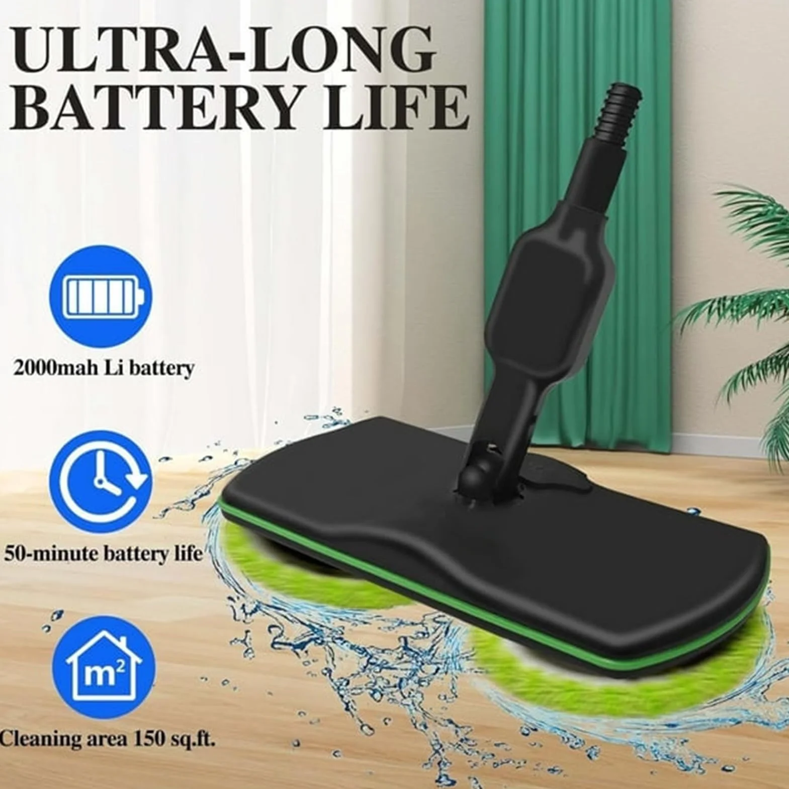 Limpiador eléctrico inalámbrico 2 en 1 para suelos duros, incluye 2 almohadillas de microfibra y 2 almohadillas pulidoras para azulejos de madera y laminados