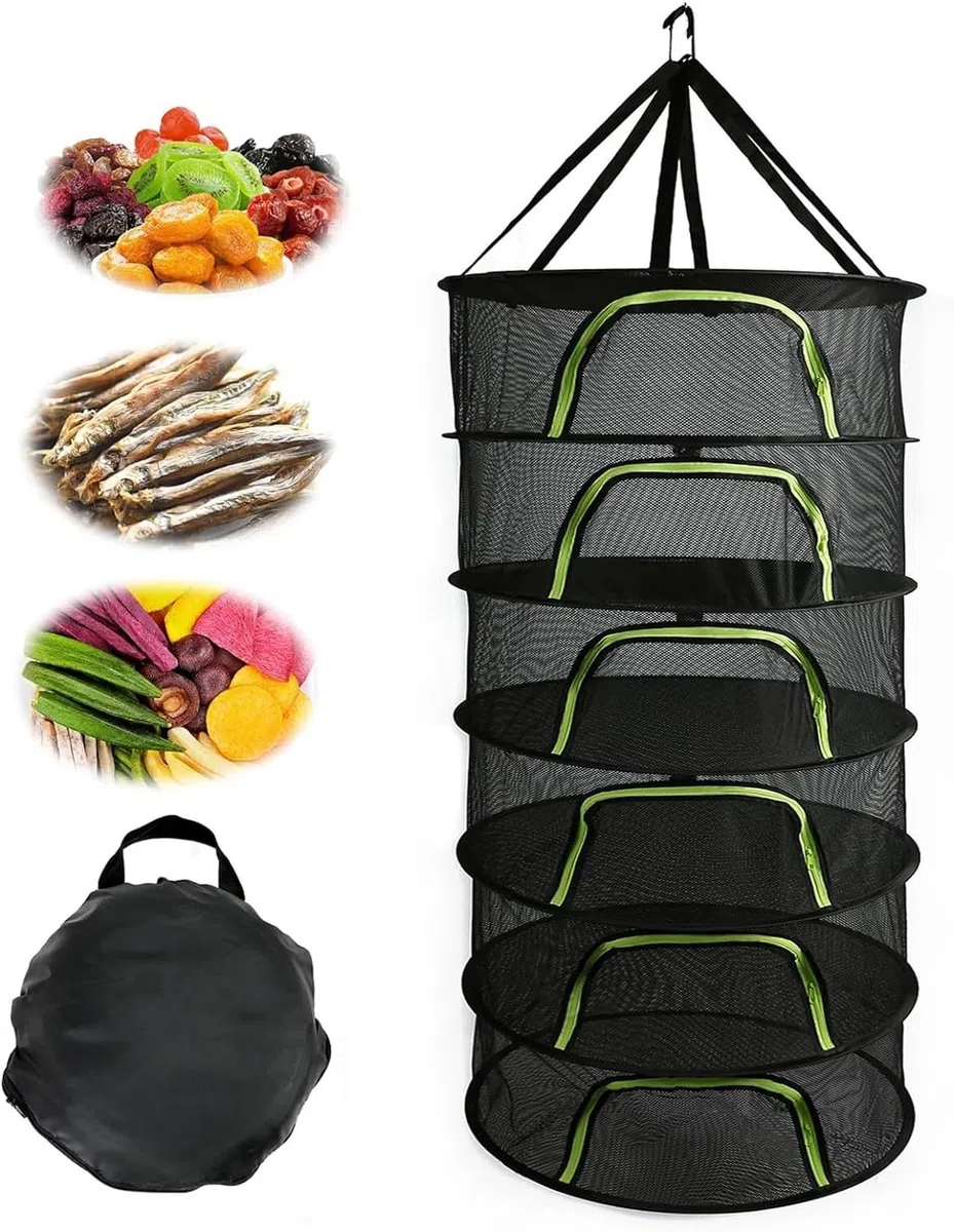 Red de Secado,Rejilla de Secado para Hierbas,6 Capas Malla de Secado Plegable,Rejilla de Secado Transpirable con Cremallera en Forma de U para Plantas,Vegetales,Hierbas,Pescado,Ropa