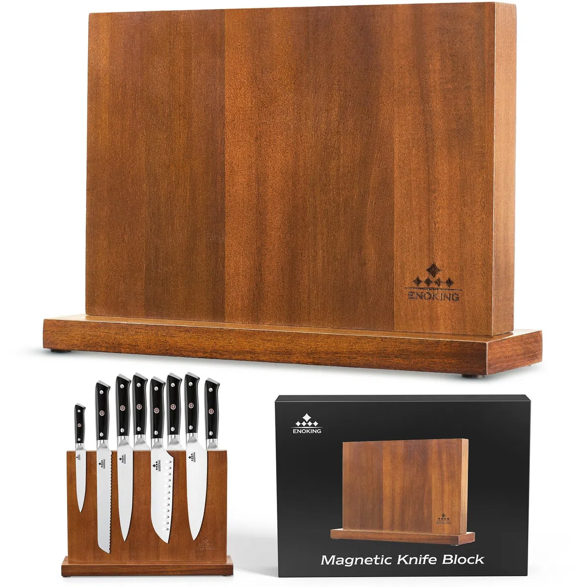 ENOKING Soporte Iman Cuchillos De Cocina, Bloque MagnéTico Doble Cara Para Utensilios Cocinero, Tacoma Sin Cuchillos De Acacia Para Cocina Para ExhibicióN Y Almacenamiento De Cubiertos