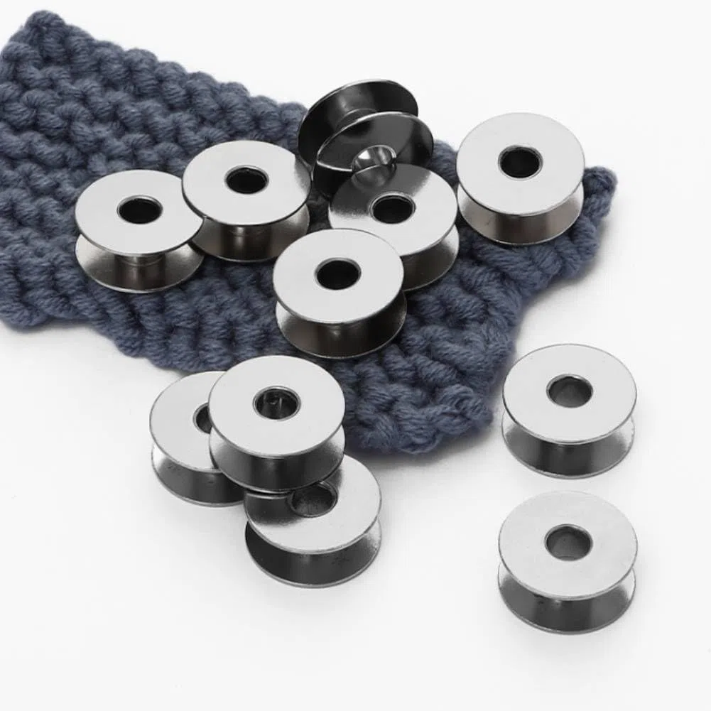 100 Pcs Canillas MáQuina de Coser, Canillas Maquina Coser Industrial, Canillas de Metal para Maquina de Coser, Bobinas de Coser de Metal para MáQuinas de Coser Industriales Universales(sin agujeros)