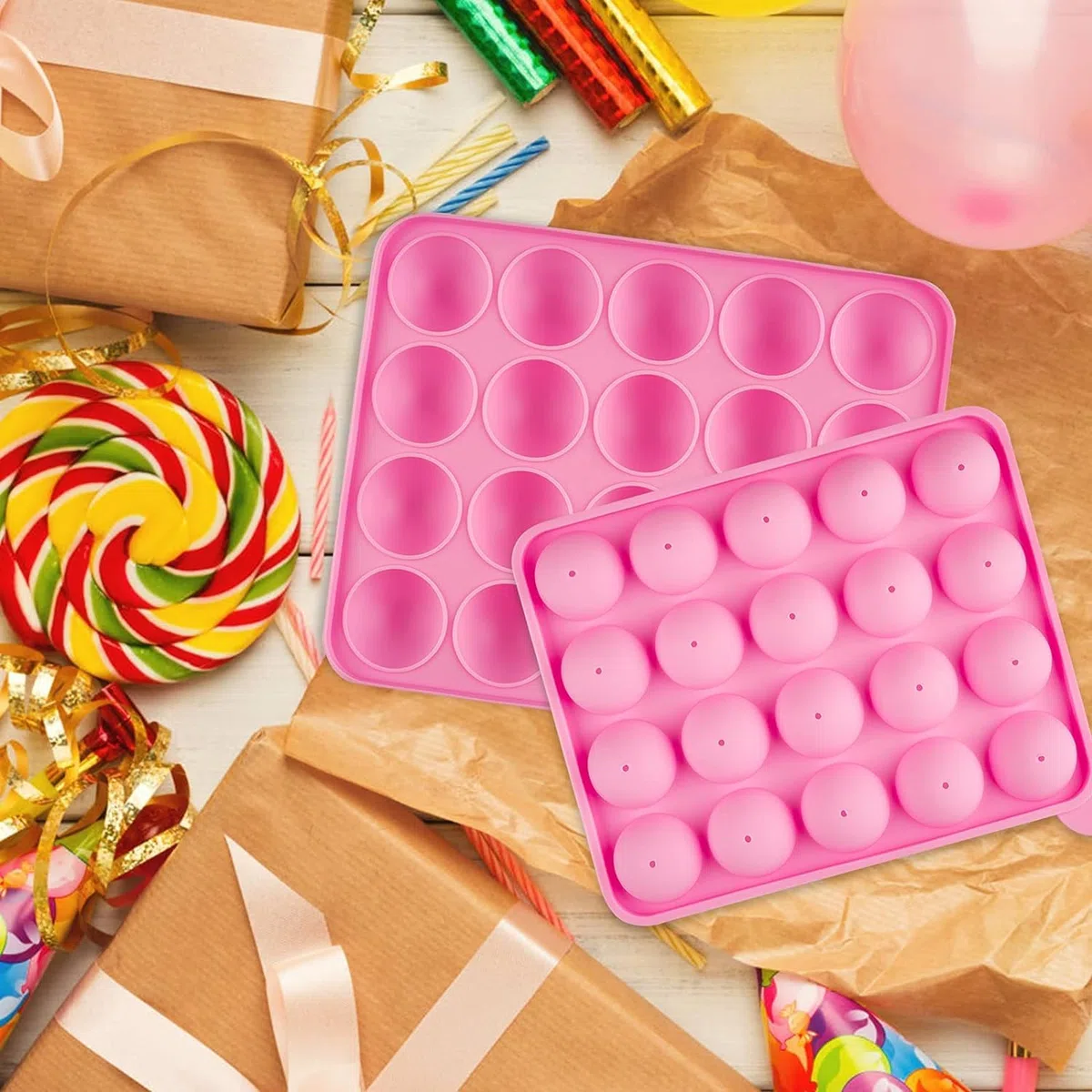 Juego de 262 moldes para tartas con 20 cavidades de silicona, palitos para cake pop, envoltorios para cake pop, sliver Twist Ties