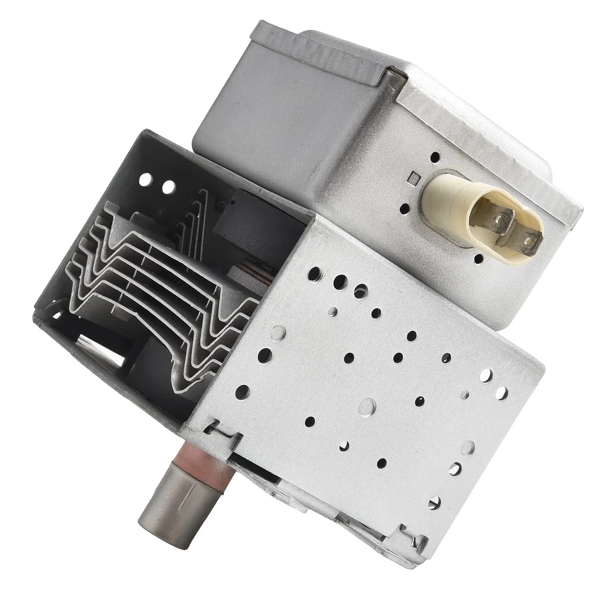 Magnetron de repuesto para microondas 2M210-M1 para modelos compatibles, construcción de metal con 6 disipadores de calor, color plateado