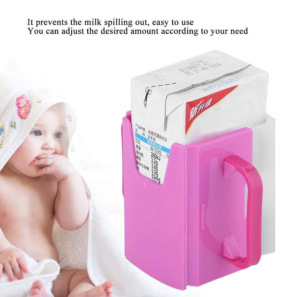 Zerodis Soporte para leche para bebés, soporte de bebida universal de plástico ajustable a prueba de derrames para Caja de jugo Caja de leche(Red)