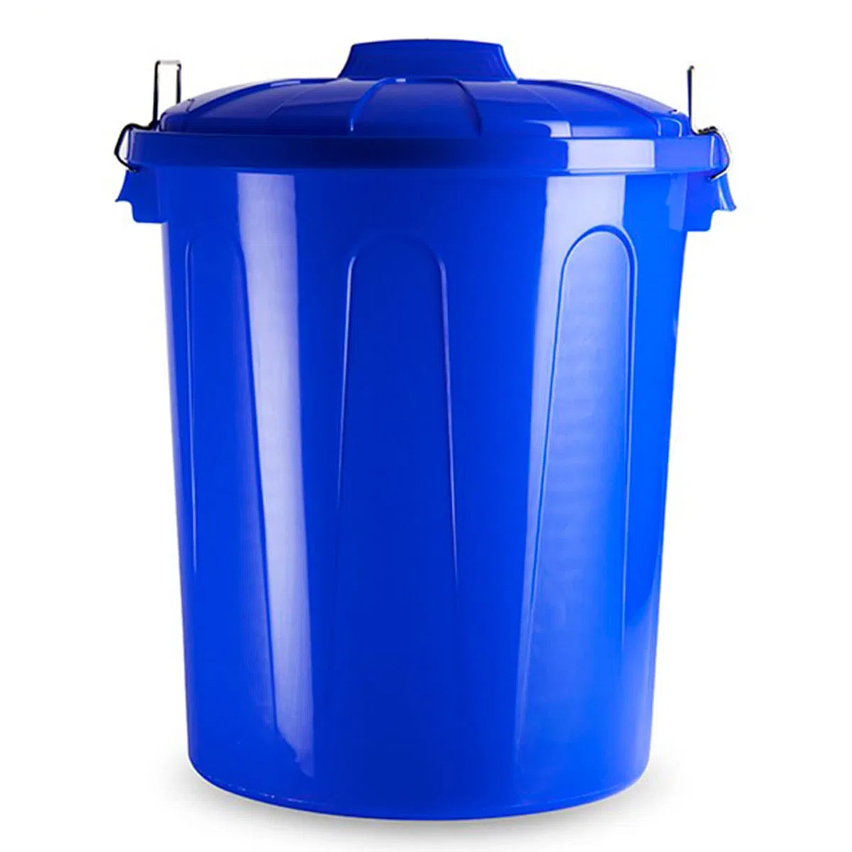 Tradineur - Cubo de Basura de plástico con Asas metálicas, Fabricado en plástico, Papelera con Tapa, Reciclaje, Industrial, hogar (Azul, 51 litros)
