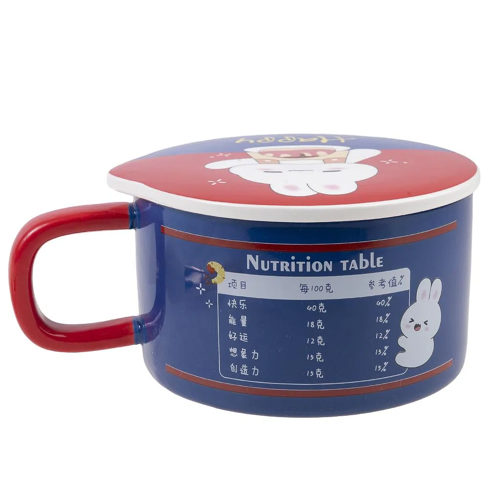 lachineuse – Cuenco de fideos instantáneos – Cuenco de ramen asiático – Porcelana – Diseño de conejo – 1000 ml – Tapa y cubiertos – Desayuno sopa – Idea de regalo Asia Japón China – Azul oscuro
