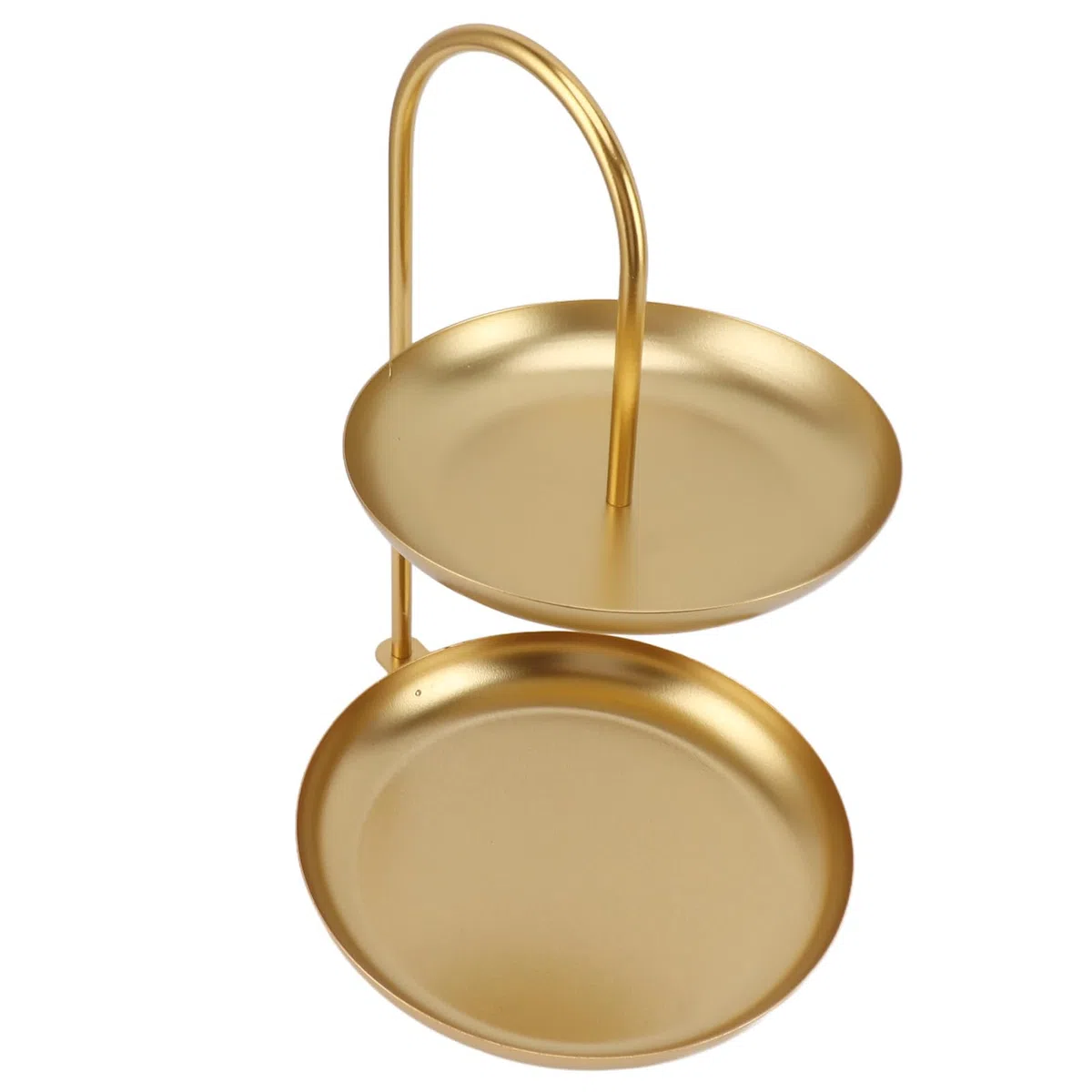 Soporte de Postres, Bandeja de Almacenamiento de Hierro de 2 Niveles para Bocadillos FRUTS COSMETICS, con Diseño de Doble Capa, para la Decoración de Bodas de la Fiesta en el (Oro)