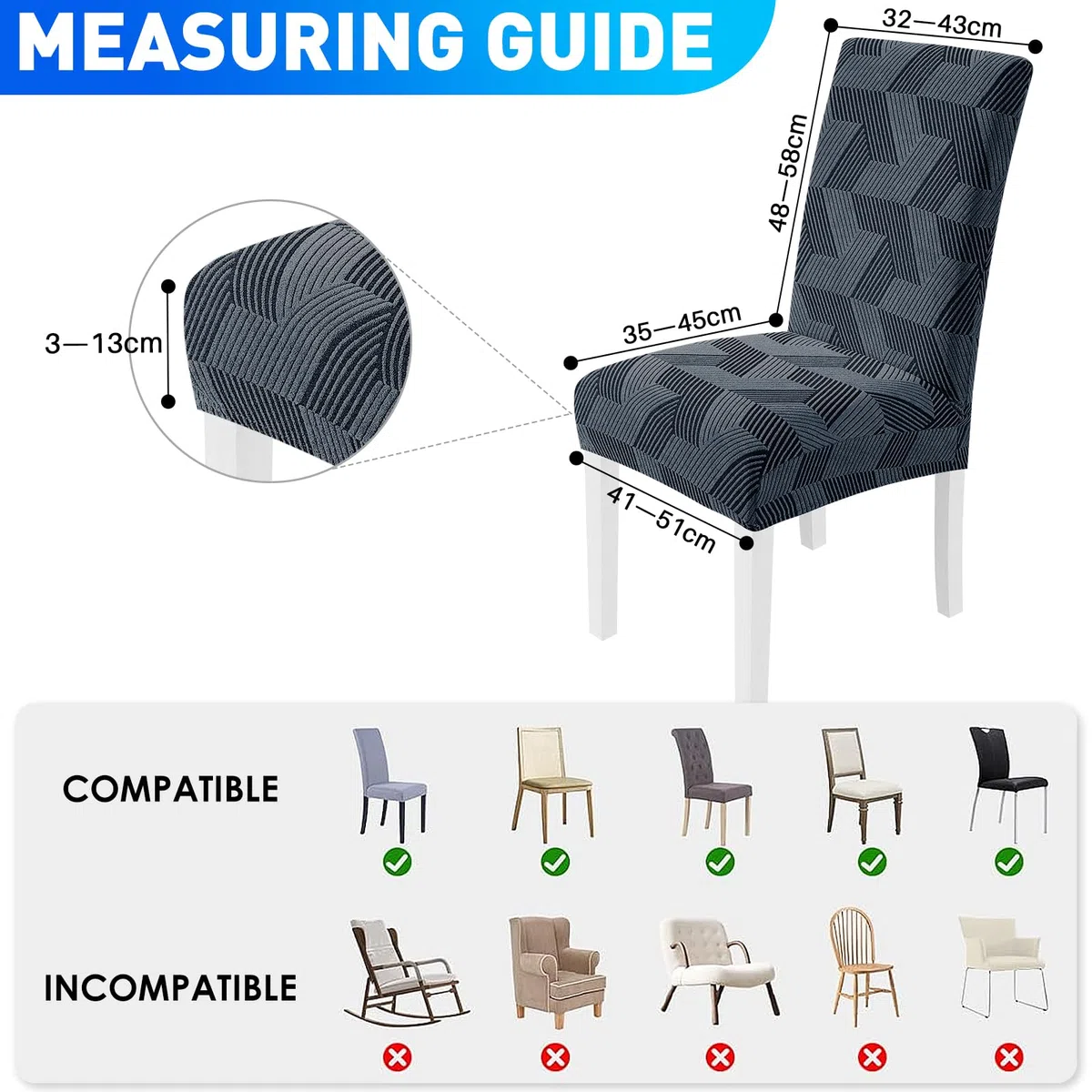 Fundas Sillas De Comedor Pack 6, Fundas Sillas Elástico Universal con Respaldo, Ajustables, Modernas, Duradera, Extraíbles, Lavables, Suave Y Confortable, para Hogar, Gris Oscuro