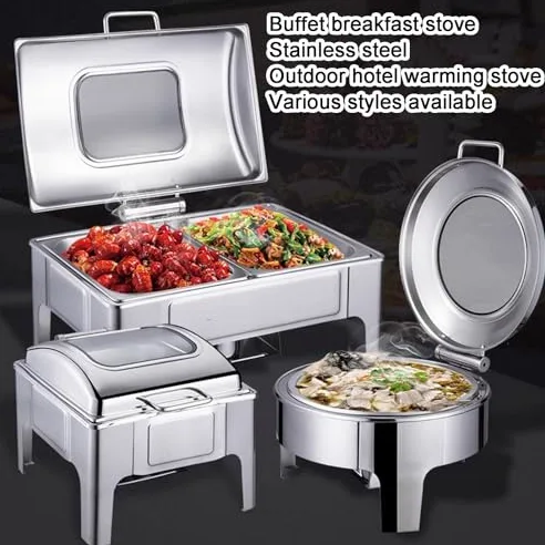 Juego de platos de buffet con cubiertas transparentes, calentadores de alimentos para catering, fiestas y restaurantes, para eventos y reuniones