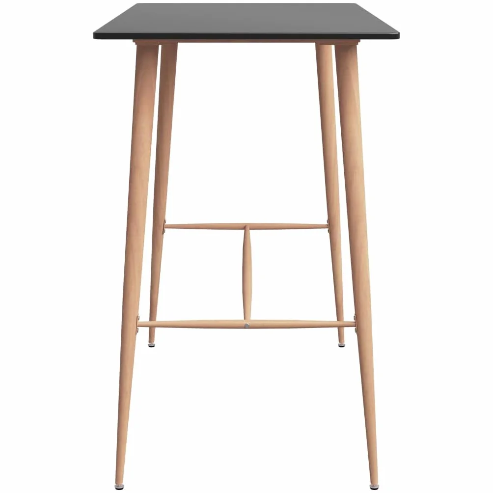 Juego de 7 piezas de bar en blanco y negro con mesa de tablero de fibra de densidad media y patas de metal y taburete de bar con respaldo para instalaciones modernas