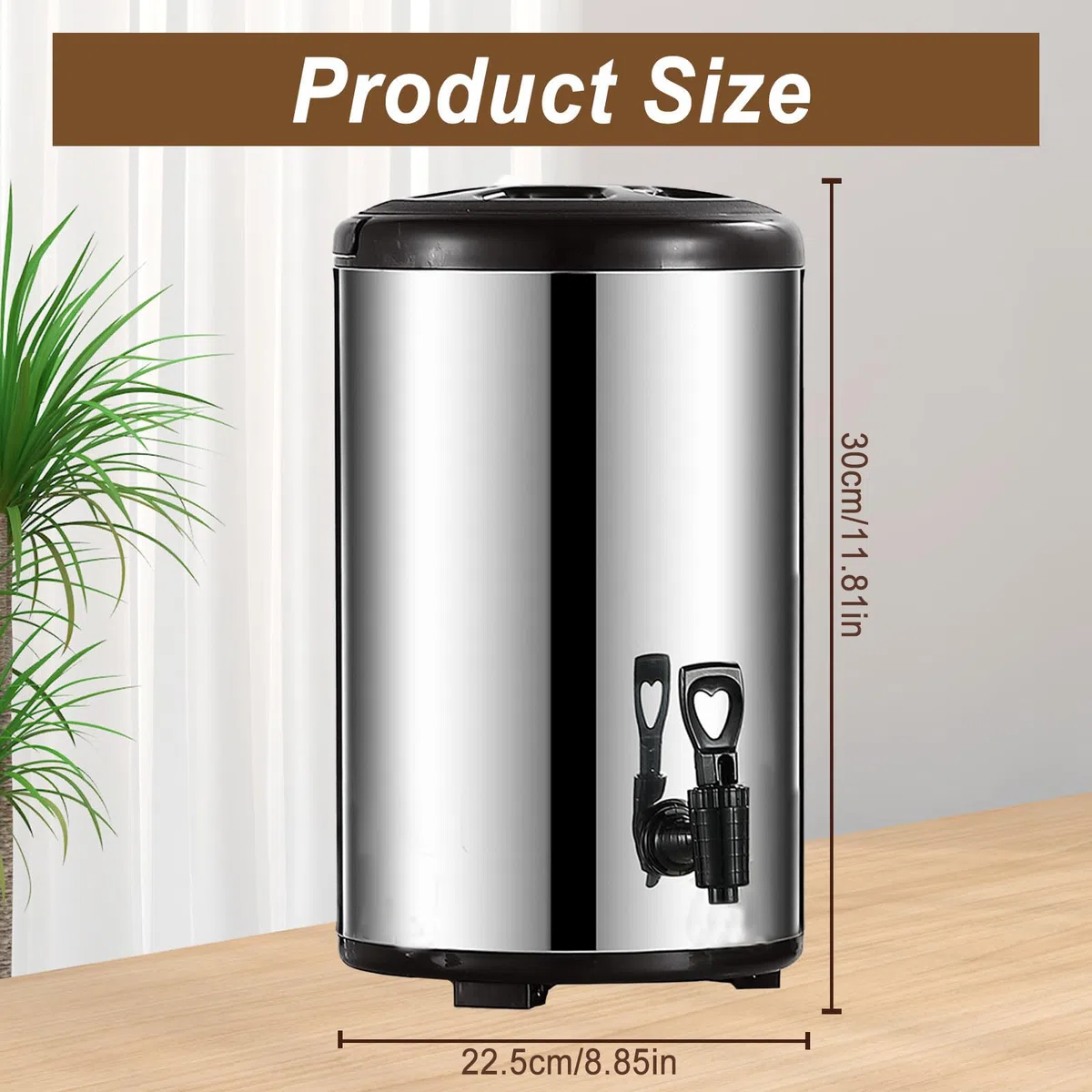 Dispensador de bebidas de acero inoxidable, urna térmica aislada, urna de café y caldera de agua caliente con espiga para bebidas frías y calientes, fiestas, oficina y catering