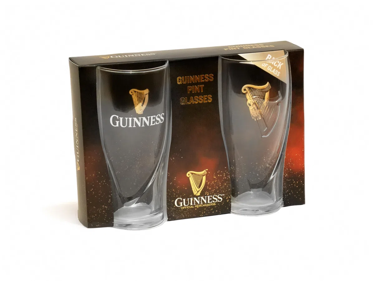 Guinness – Juego de 2 vasos con diseño de arpa