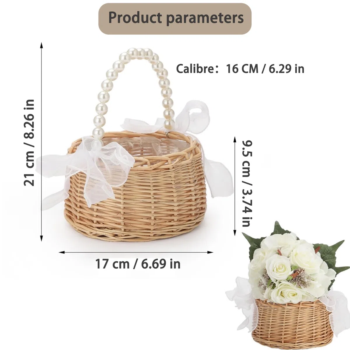 2 Piezas Cestas Pequeñas Mimbre Con Asa, Cesta Setas Mimbre, Cesta De Flores Secas, Cestas Tejidas Con Lazo, Cestitas De Pequeñas, Para Boda Ceremonia Fiesta, Decoración Del Jardín (B, Mediano)