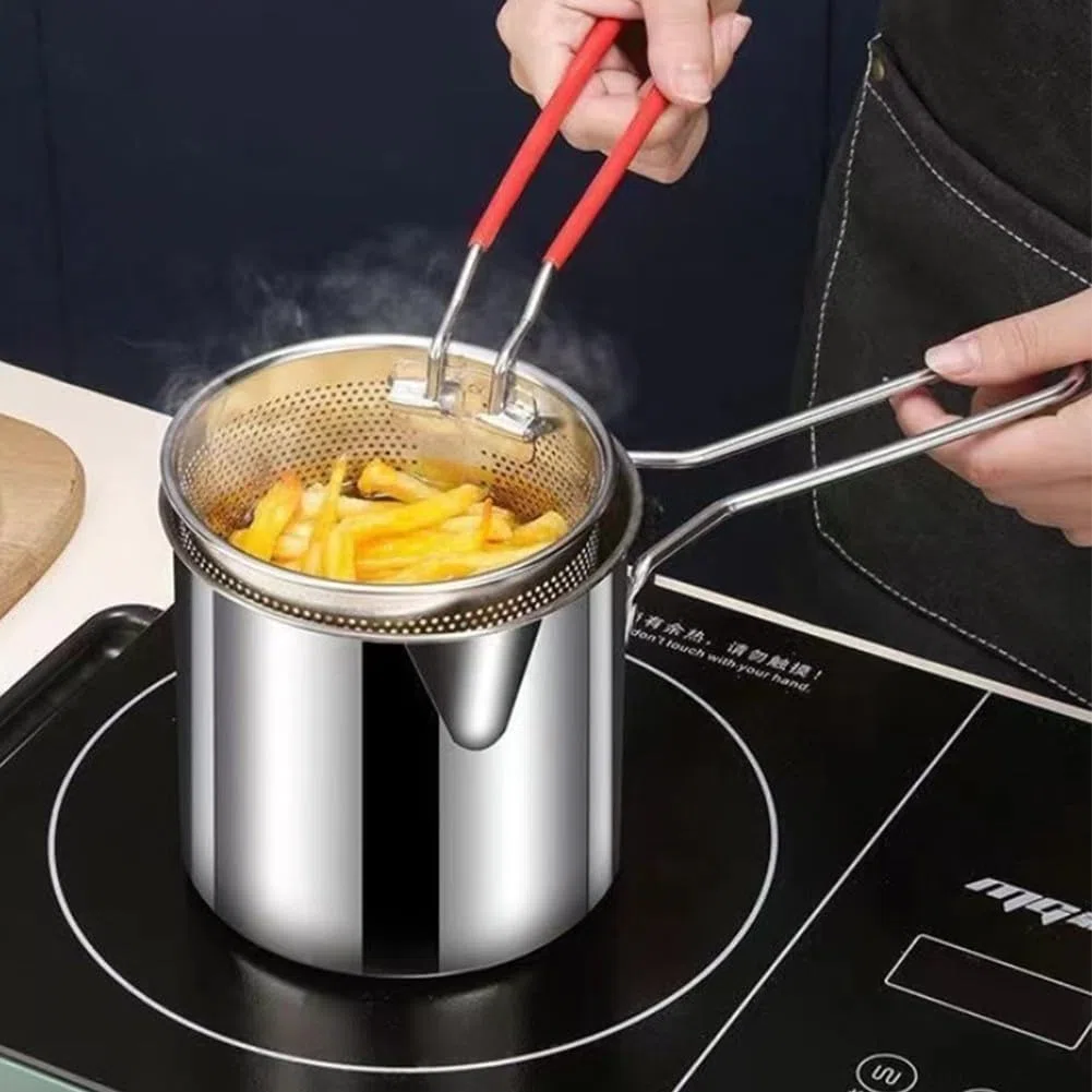 Sartén de acero inoxidable, olla multiusos con asa, para cocinar versátil/cacerola/olla de leche pequeña/olla de freír profunda