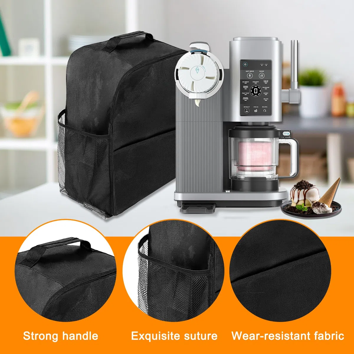 Bolsa de almacenamiento para máquina de hielo Ninja Creami Swirl NC701EU, funda protectora antipolvo ligera y plegable para accesorios Ninja Swirl