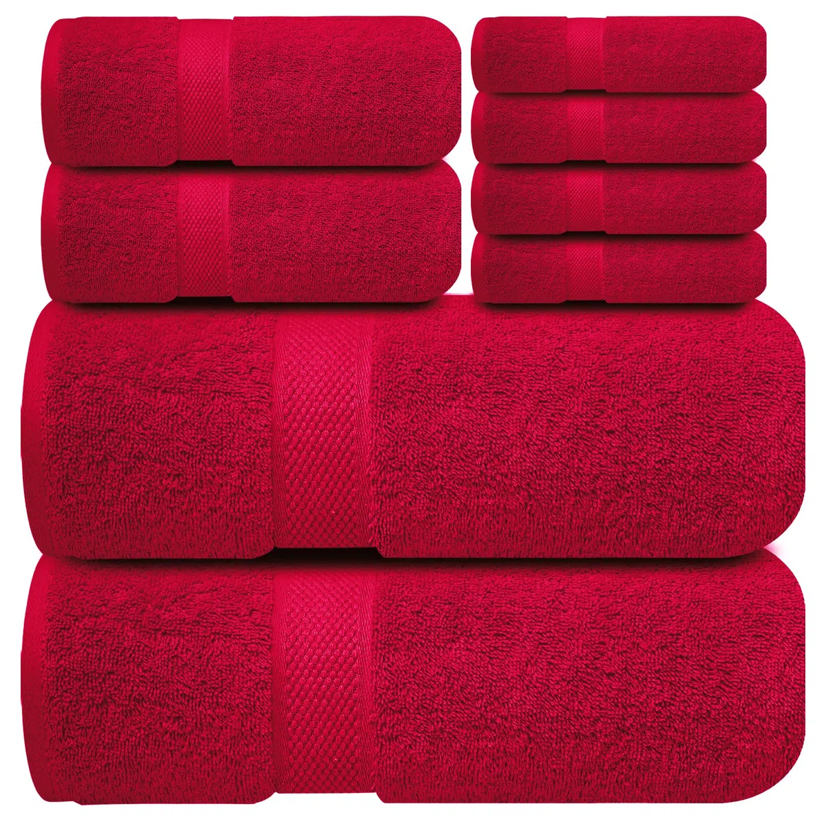 Infinitee Xclusives Juego de Toallas de baño 8 Piezas (2 Toallas de baño, 2 Toallas de Mano, 4 Toallas faciales), súper absorbentes, Suaves, 100% algodón Hilado en Anillo para SPA