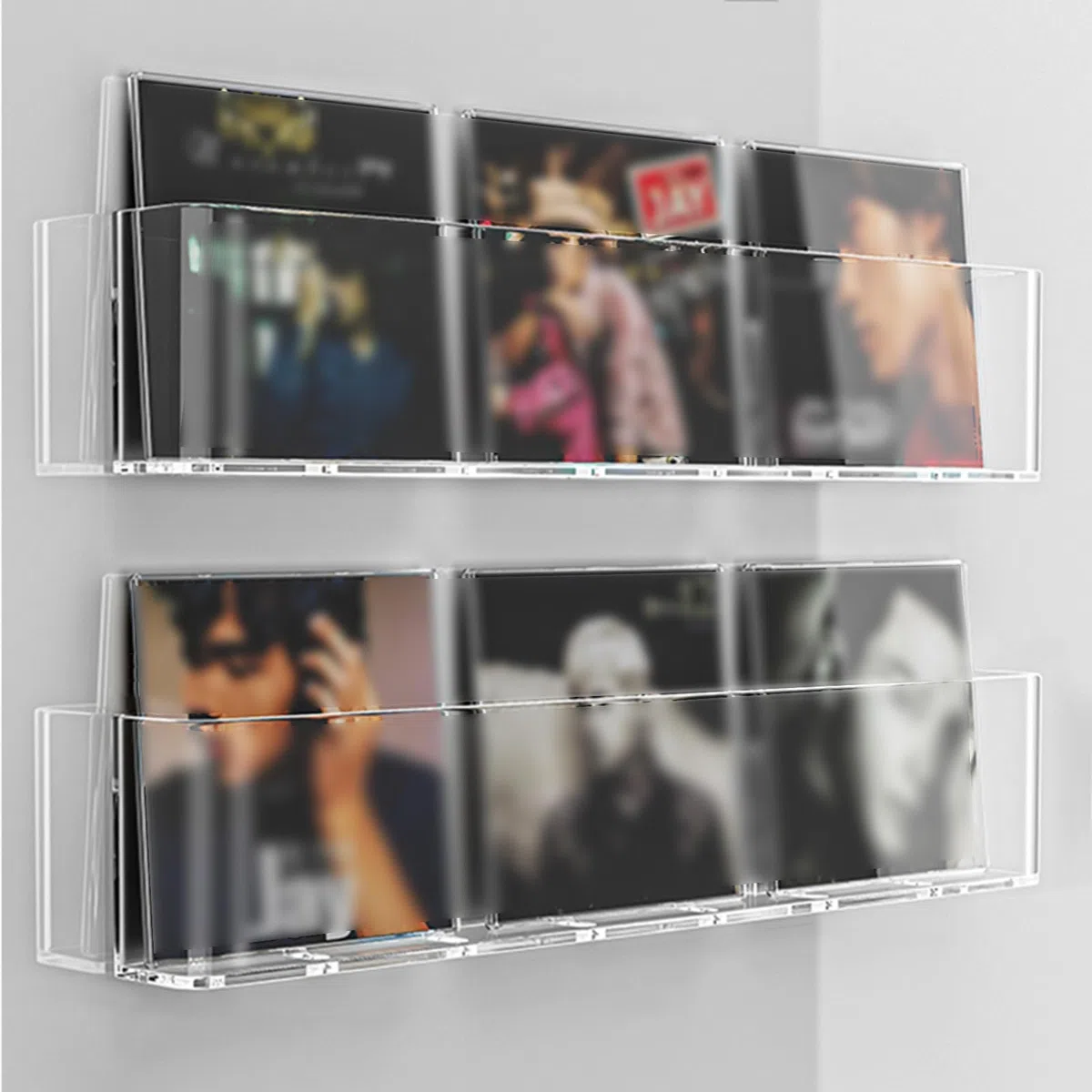 Paquete de 2 revisteros de acrílico Transparente: estantería de Pared, Expositor de folletos, Expositor de cómics para Sala de Estar, Oficina y hogar.