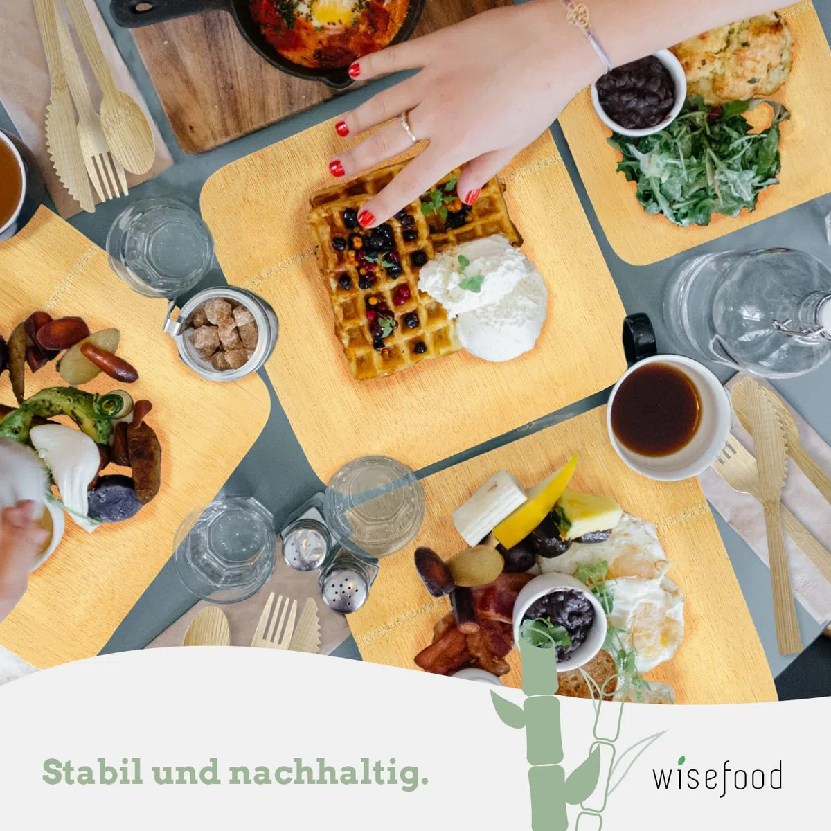 wisefood Cuchillos desechables de bambú 200 piezas de cubiertos de bambú 17 cm, cubiertos desechables biodegradables, cuchillos naturales de bambú, vajilla desechable, vajilla de fiesta