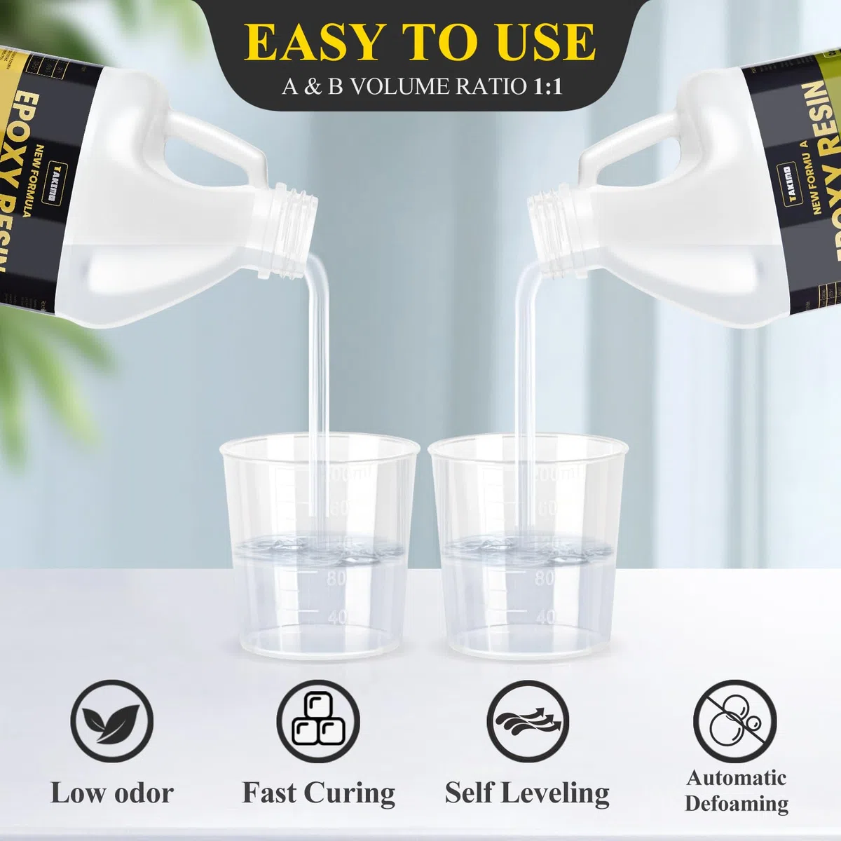 TAKIMO Kit de resina epoxi resistente a los rayos UV, 1,927.8 g, 3 unidades, sin burbujas y resina epoxi cristalina para revestimiento, fundición, mesa, bricolaje, barra superior, mesas de río, arte