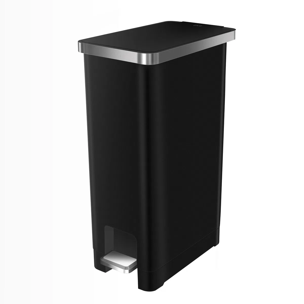 EKO Hana | Cubo de Basura Cocina 30L Negro con Pedal y Cierre Suave | Papelera de Plástico Moderna y Compacta para Cocinas Ordenadas