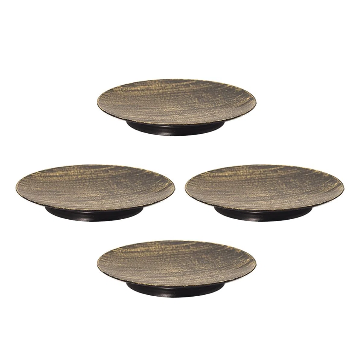 4 Piezas Portavelas de Hierro Negro Acabado Dorado para Velas de Pilar y Votivas, Resistente a Golpes, Adecuado para Decoración Minimalista en Bodas y Fiestas