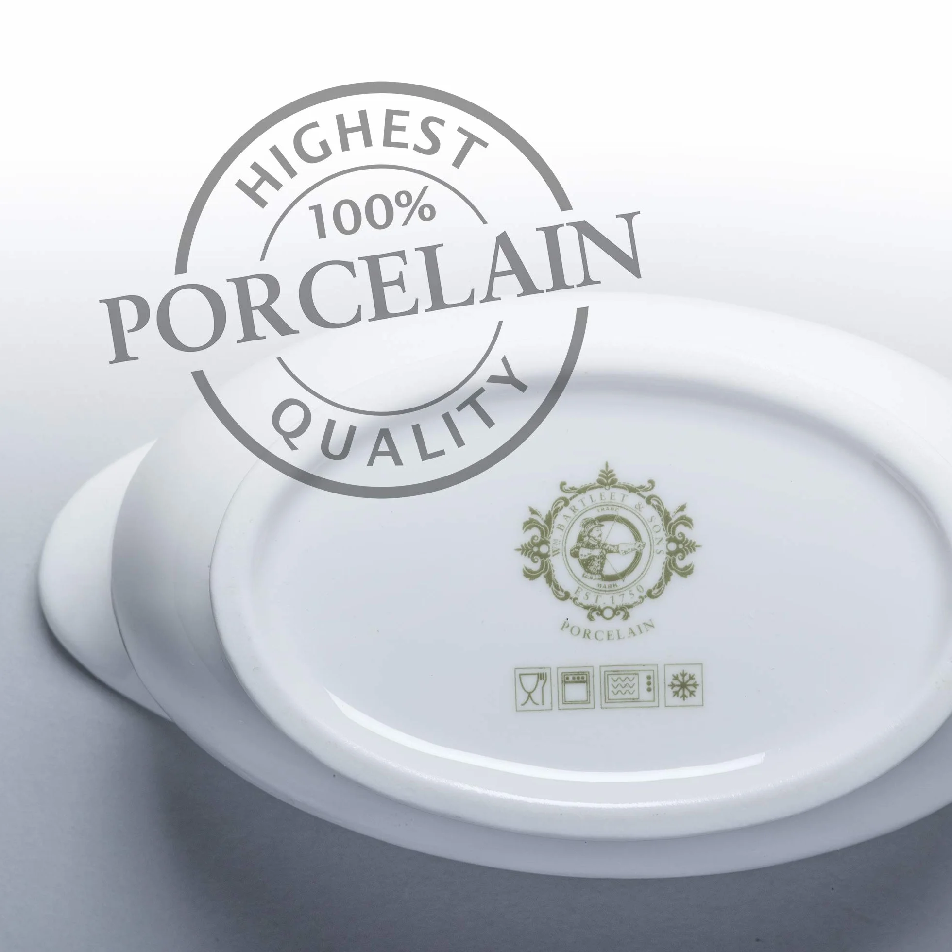 Separador de grasa tradicional de porcelana con dos asas, Wm Bartleet & Sons, blanco (500 ml)