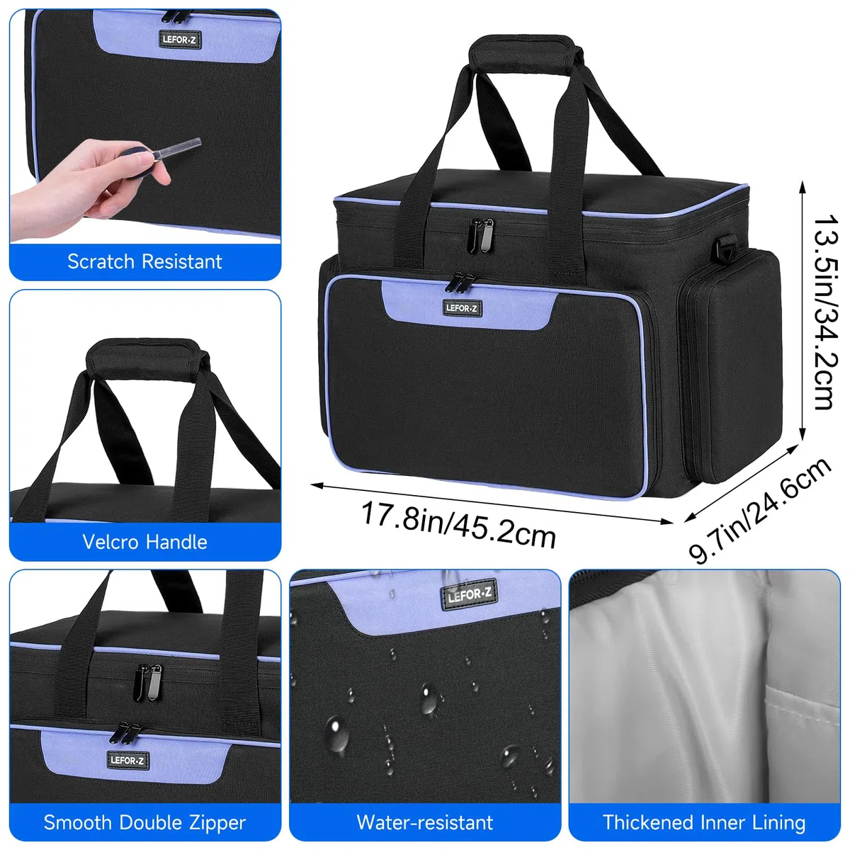 LEFOR·Z Bolsa de máquina de coser, bolsa de transporte para máquina de coser con bolsillos para máquinas de coser y accesorios de costura, bolsa de costura adecuada para la mayoría de tamaños estándar