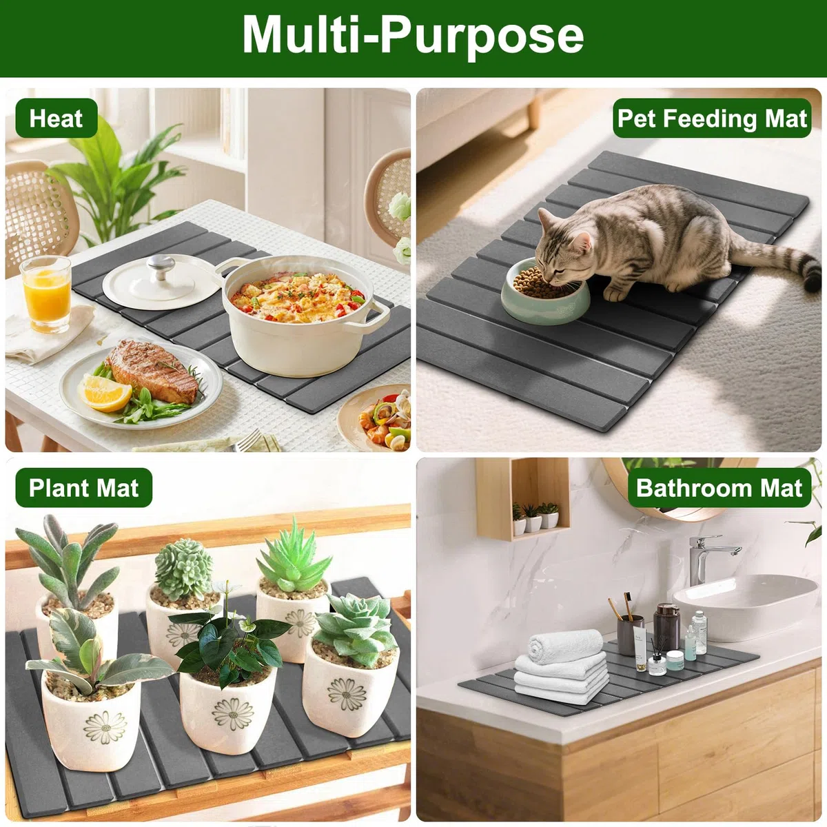 Plegable Escurreplatos para Vajilla: Alfombrilla de Diatomita Absorbente para La Cocina para Vajilla Botellas y Tazas-Secado Rápido Resistente Escurridora- Ideal para Cocina y Baño-60 x 40 cm