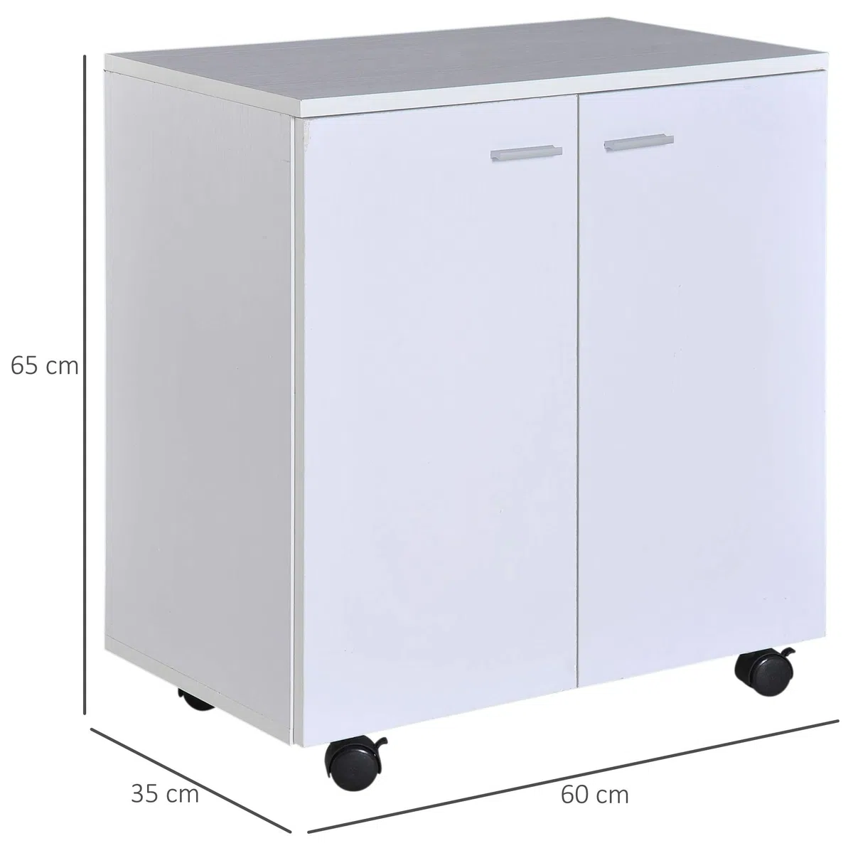 HOMCOM Mesa Armario Movil Mueble TV con Ruedas y 2 Puertas 60x35x65cm | de Madera, Consola Cajonera