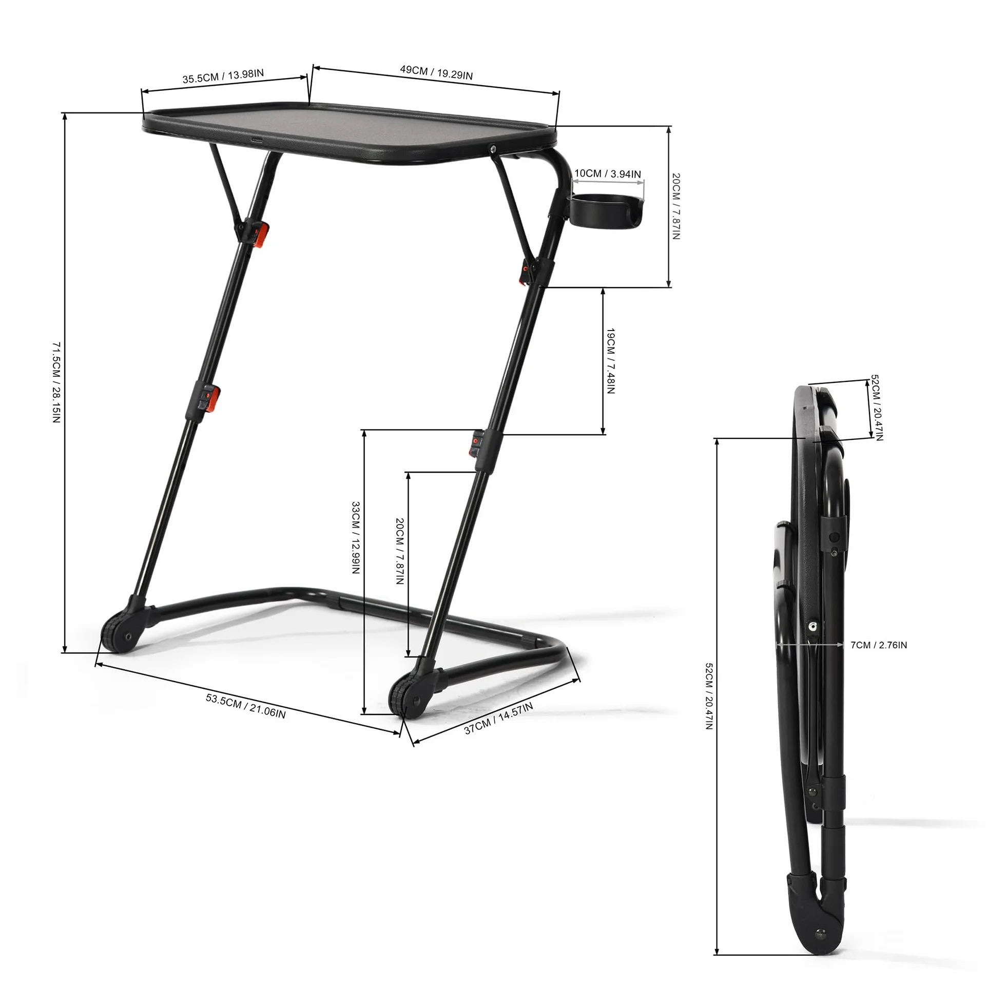 Escritorio de Escritura Plegable con Altura Ajustable y ángulo de inclinación, Tabla compacta para Ordenador portátil, Escritorio Secreto portátil para Oficina pequeña en casa o Sala de Estar, Negro