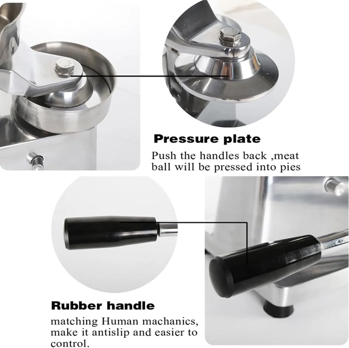 Máquina para hacer hamburguesas, prensa de acero inoxidable para hamburguesas caseras, solución fácil de formar hamburguesas para restaurantes y camiones de comida, diámetro