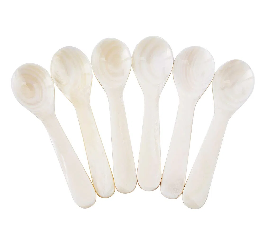 DUEBEL 6 Cucharas para Caviar (Blanco, 9cm x 2.4cm)