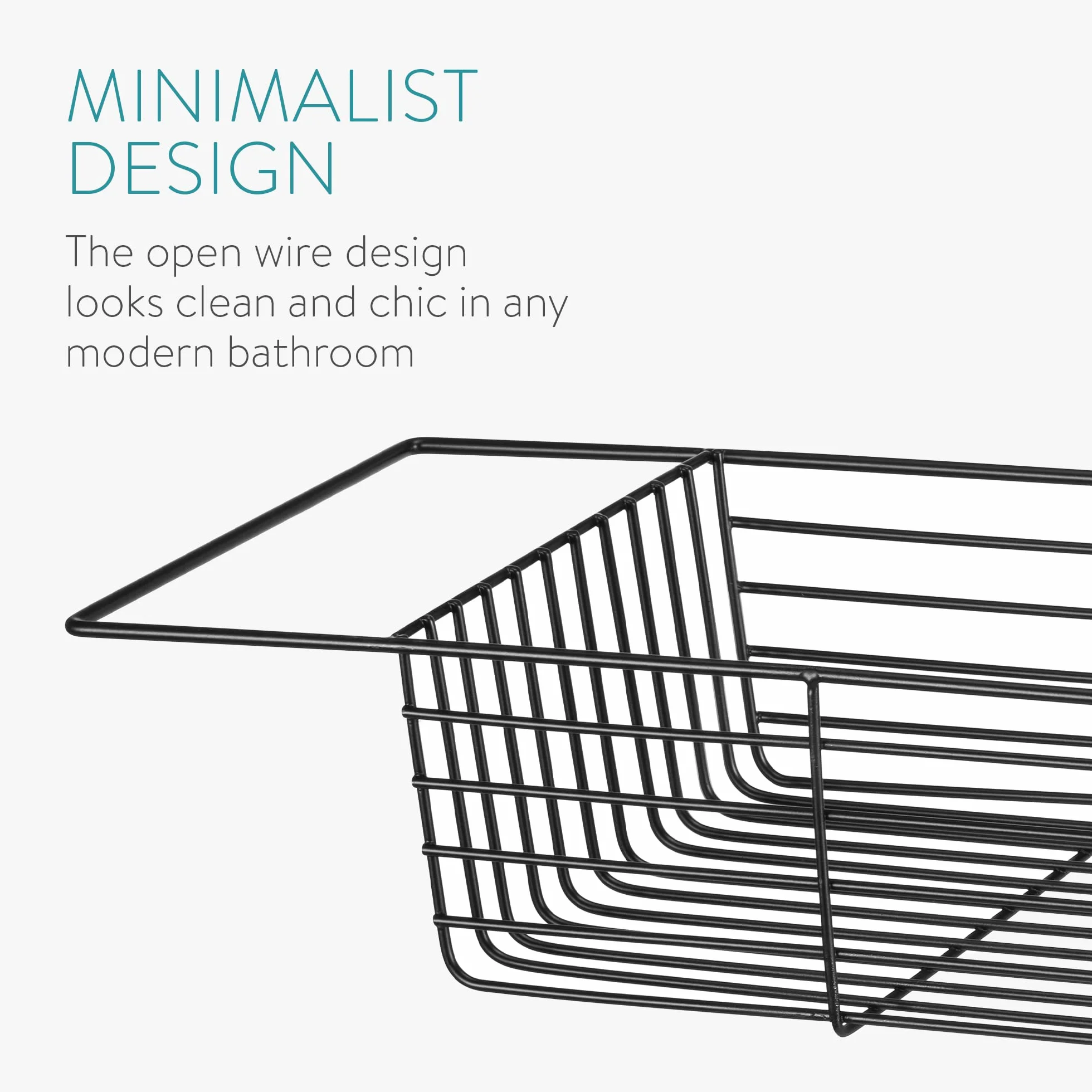 Navaris Bandeja organizadora de bañera - Organizador de Rejilla de Metal de 70 x 20 x 10 cm - Accesorio para el baño para jabón champú - En Negro