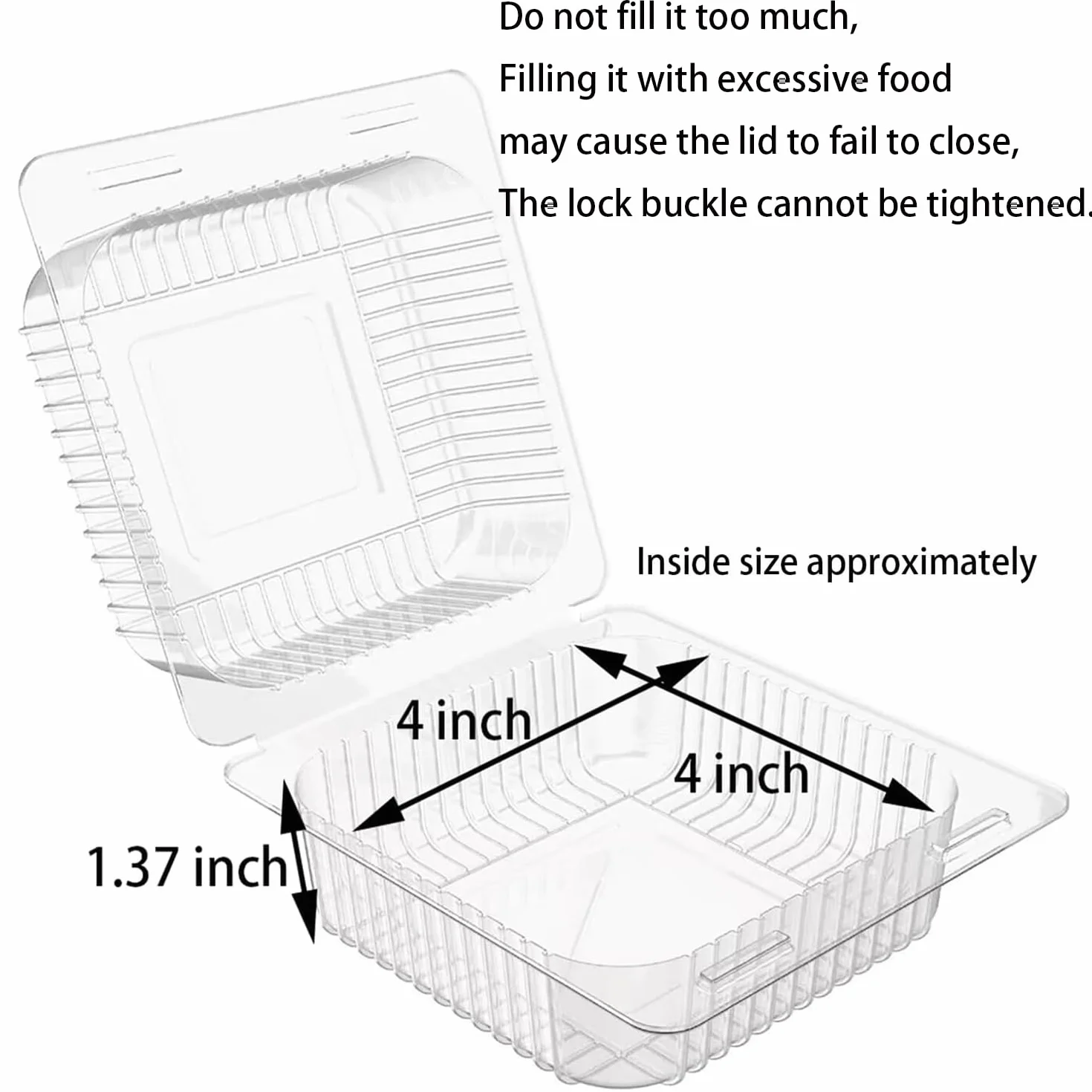Axe Sickle 200 recipientes de plástico transparente con bisagras de 5 x 5 pulgadas para llevar, bandeja para llevar, recipientes de comida para postres, aperitivos, pasteles, galletas, ensaladas